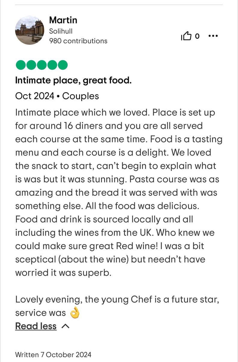 chefoliverbates's tweet photo. It’s always nice to read customers reviews. Both good and bad . Makes the hard work worth it.. 😊 #lovecooking @MichelinGuideUK @ichoosemag 
https://t.co/wSMHhH9cKd https://t.co/JXG9wHNQjz