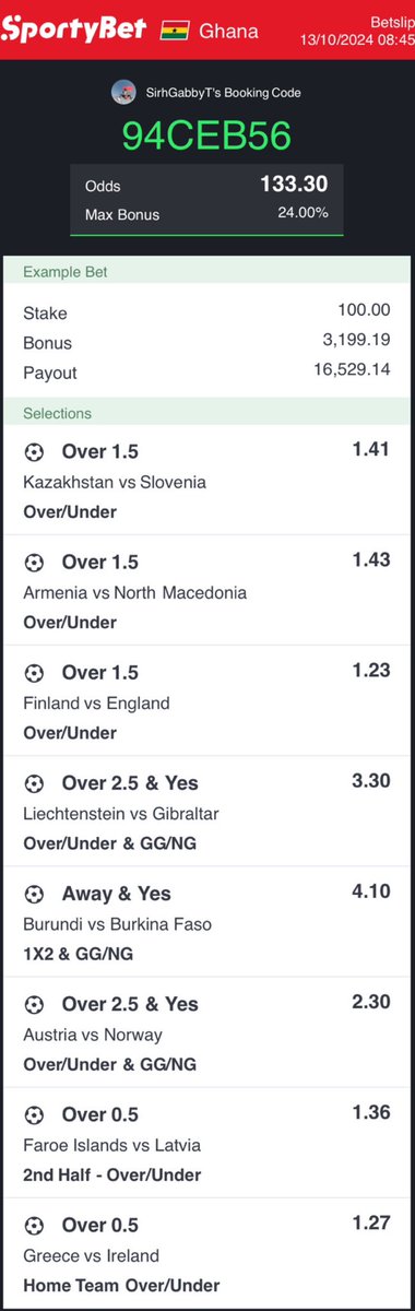 SirhGabby's tweet photo. Sunday Picks✅

SportyBet : 94CEB56

Edit ✍️: https://t.co/EHPbNPzpaw https://t.co/zhdZqpNjtx