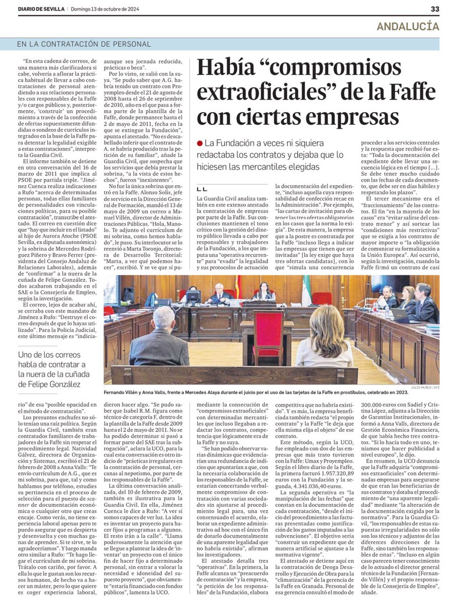 🔴 Enchufe de familiares y amiguetes del PSOE y “compromisos extraoficiales”con determinadas empresas. 

Los correos electrónicos encontrados en el Caso Faffe del PSOE en Andalucía recuerda a #LaTrama que estamos descubriendo ahora.

#AndalucíaNoOlvida