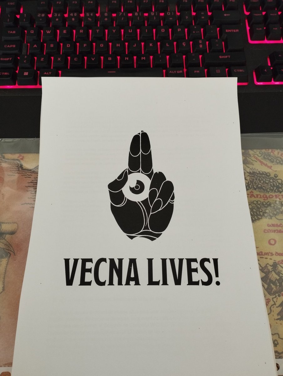 CalfredGames's tweet photo. Traducido (todo menos el título 😅) e impreso el Vecna Lives! Ahora empieza el disfrute de preparar la aventura para jugarla con mis estimados Oldskrotums 🖤 https://t.co/yWLGeXrnvM