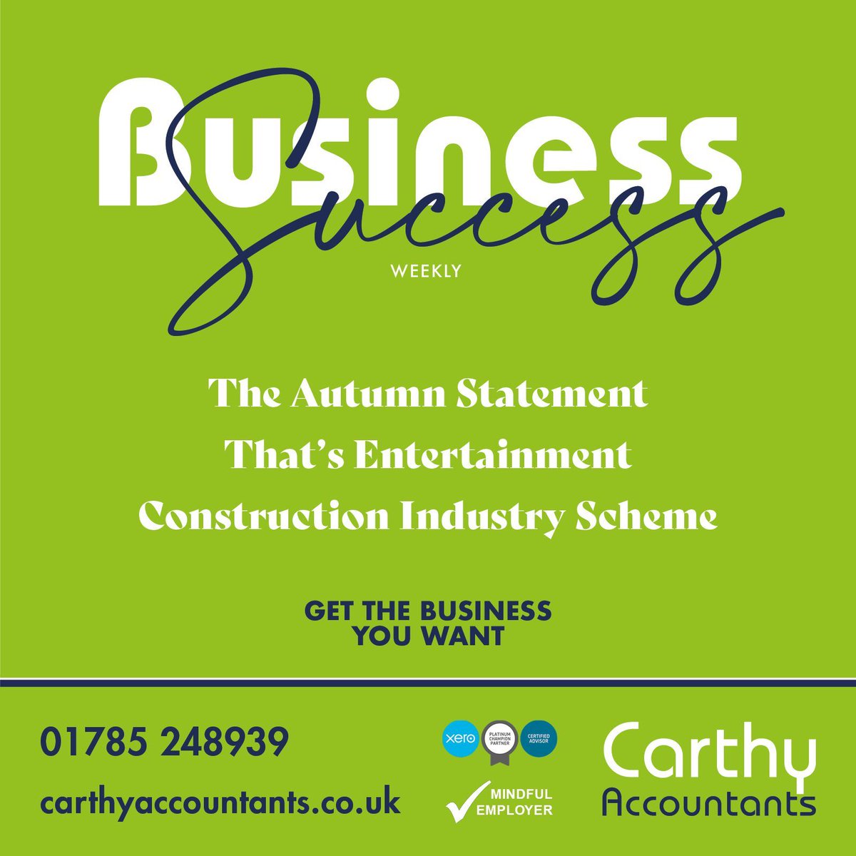 This week we have been keeping you up-to-date with info that will be relevant to your #BusinessSuccess.

AUTUMN STATEMENT: buff.ly/3XX2S3G 

THAT'S ENTERTAINMENT: buff.ly/4eTAOF9 

CONSTRUCTION INDUSTRY SCHEME: buff.ly/3NfHwtz 

#GetTheBusinessYouWant