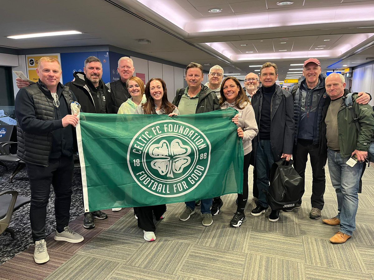 FoundationCFC's tweet photo. Neil Lennon, Peter Grant and a group of 11 supporters departed Glasgow today for Santiago, ahead of their 1️⃣1️⃣6️⃣ kilometre trek of the famous Camino pilgrimage route, which will begin tomorrow 👣🇪🇸

Best of luck everyone! 🍀 https://t.co/QXgAcBhhrS
