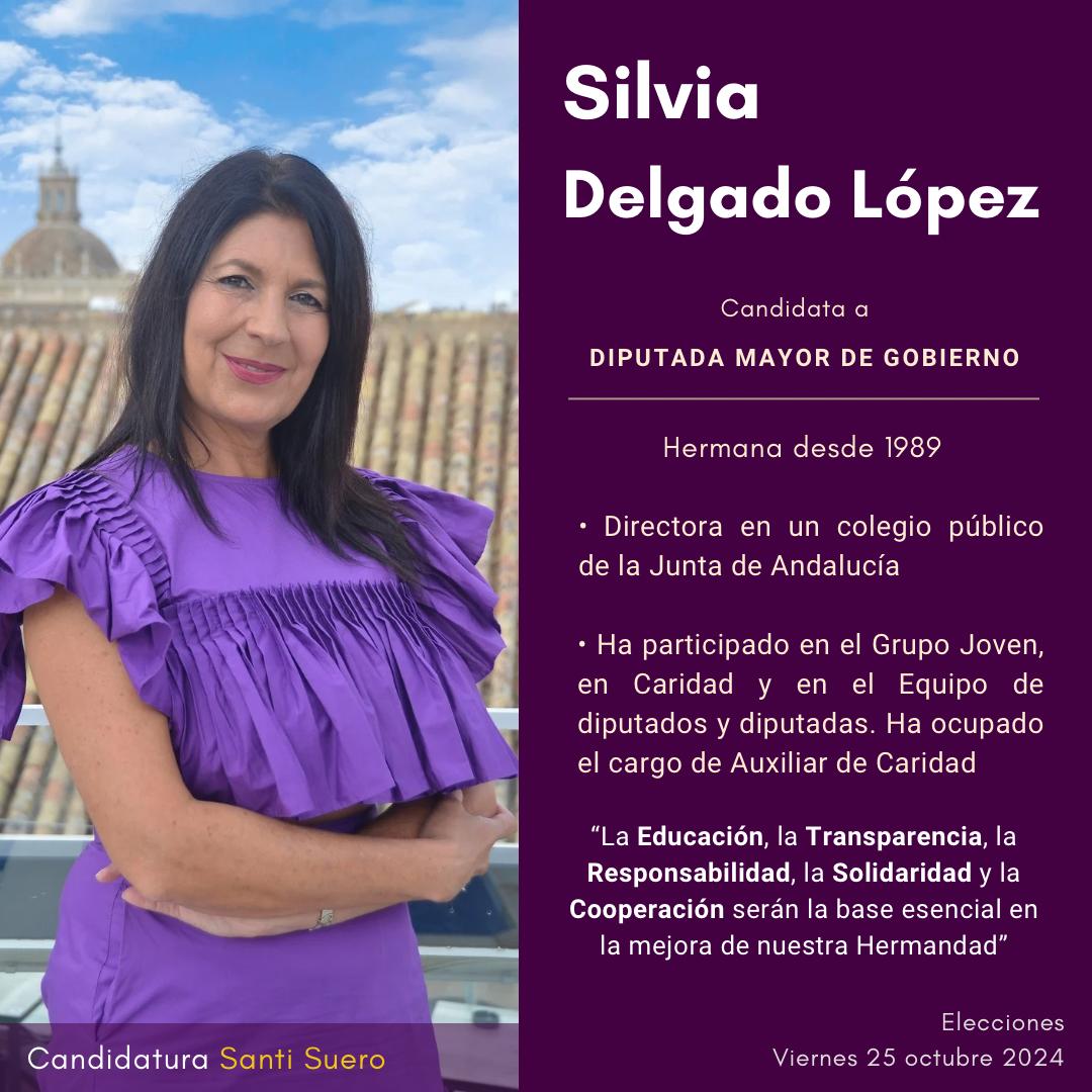 cand_santisuero's tweet photo. 📢 Presentamos a Silvia Delgado López, candidata a Diputada Mayor de Gobierno de la Hermandad de Los Panaderos 🙌

“La Educación, la Transparencia, la Responsabilidad, la Solidaridad y la Cooperación serán la base esencial en la mejora de nuestra Hermandad”. https://t.co/uEbXBpBYdF