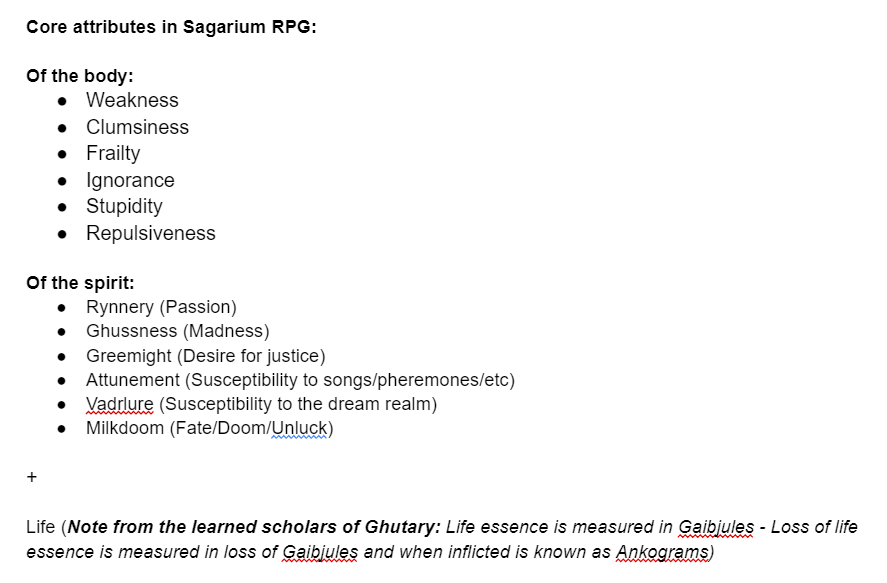 Next games core attributes: