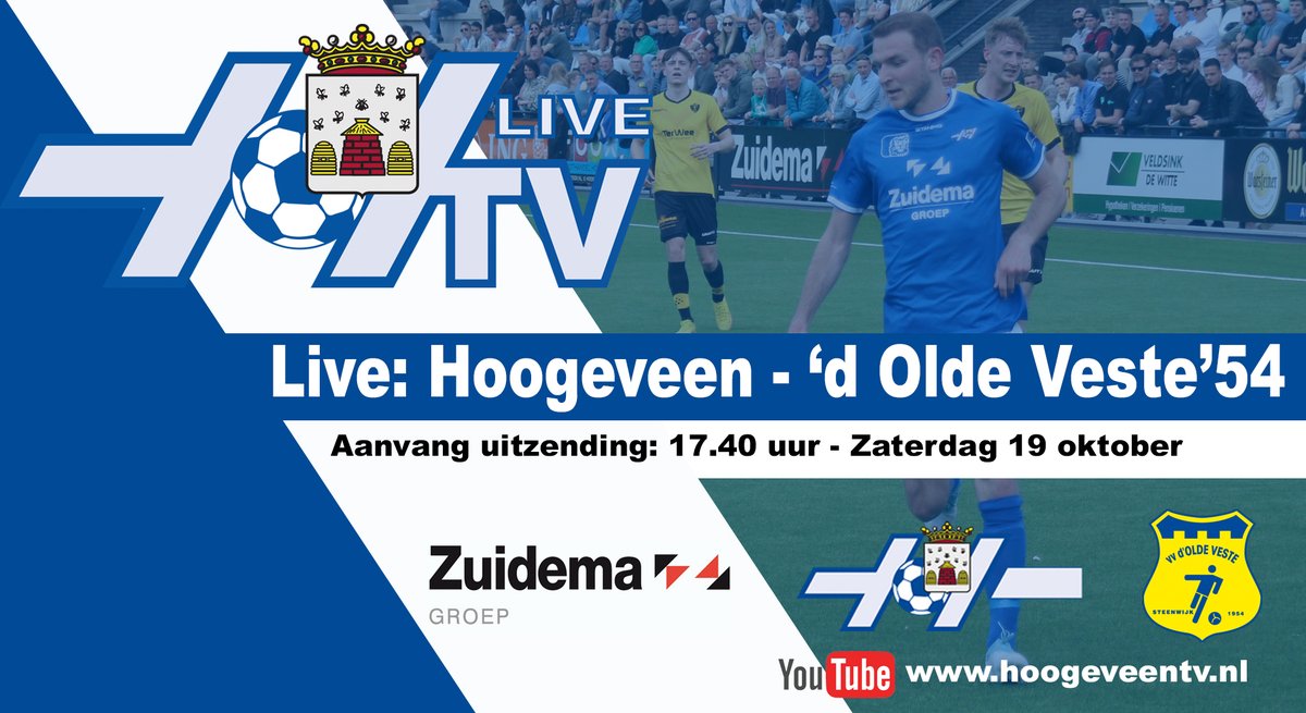 VVHoogeveen's tweet image. Zaterdagavond de achtste speelronde in de 4e Divisie met het duel tussen Hoogeveen en @OldeVeste . Vanaf 17.40 uur live te volgen op ons YouTube-kanaal Hoogeveen TV. We beginnen met een voorbeschouwing met beide trainers.