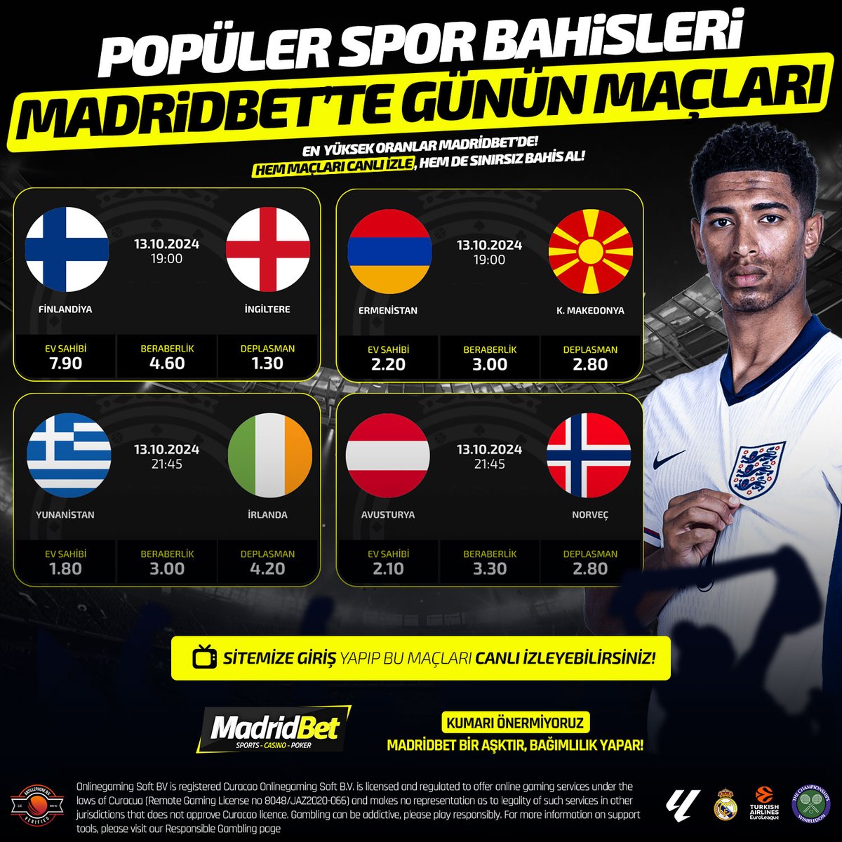 🏁 Bugünün 4 Harika Karşılaşması, Özel Oranlarla    MadridBet'te Sizi Bekliyor !🏁

⚽ Tüm futbol heyecanını ücretsiz takip etmeye hazır mısınız? 
                              ️️
⚽ MadridBet’te, bugünkü karşılaşmaları FULL HD kalitesinde izleyebilir ve her anın tadını