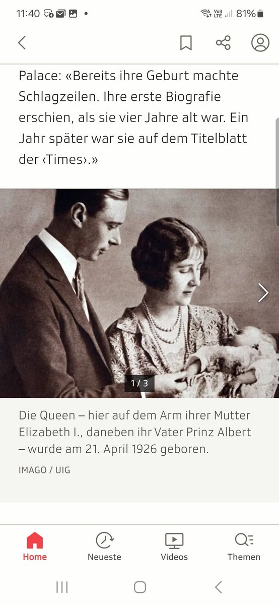 "Auf dem Arm Ihrer Mutter Elizabeth I."? <a href="/srfnews/">SRF News</a> Wollt Ihr uns auf den Arm nehmen?