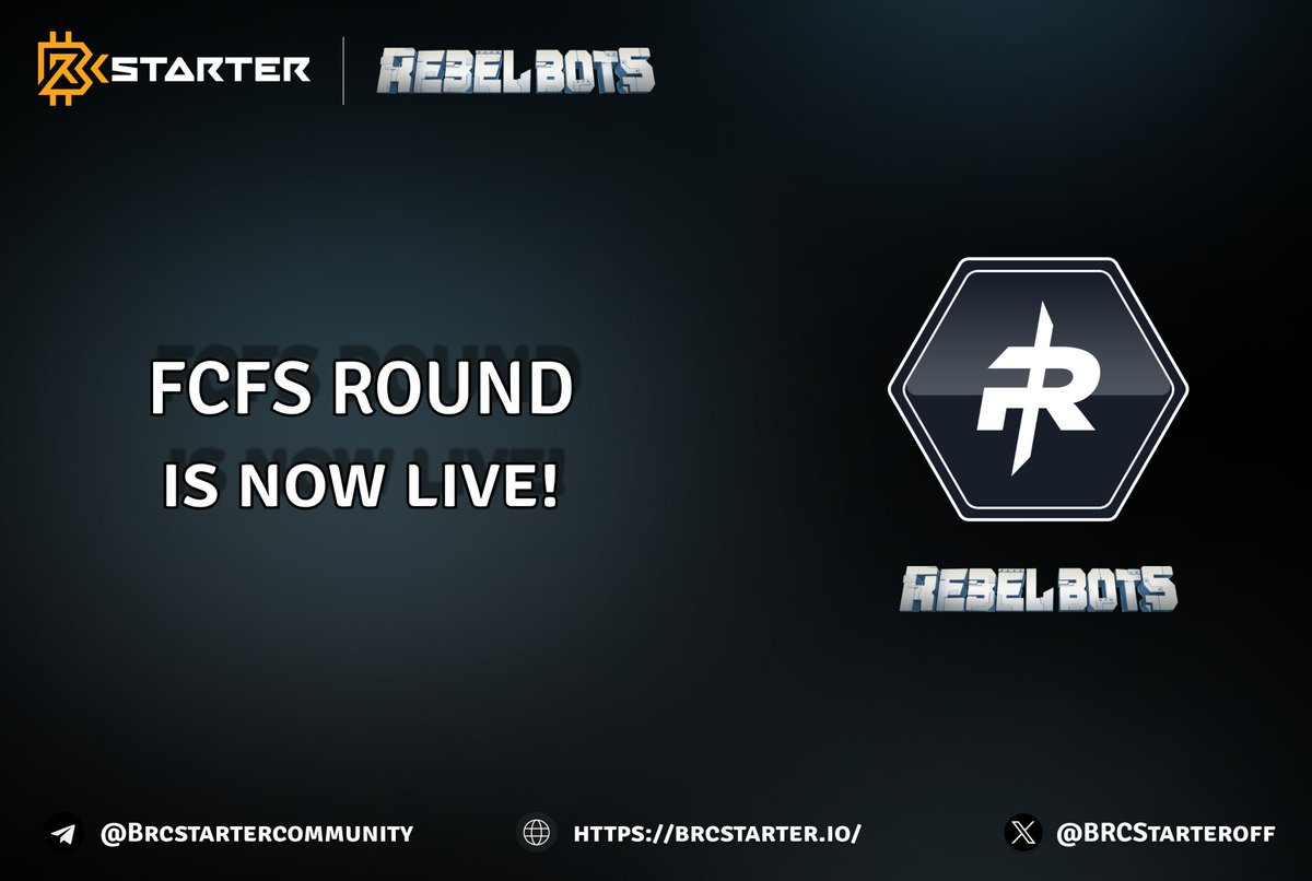 BRCStarters,

<a href="/REBEL_BOTS/">Rebel Bots</a> Studio refundable IDO FCFS Round is now live! 🚀

📈 TGE day is behind the corner! $RBAX listing it's just 4 days away, the token will list on October 17 at 12:00 PM UTC!

✅ Buy Here: app.brcstarter.io/pool/rebelbots
🟡 Contribution with USDT on Binance Smart