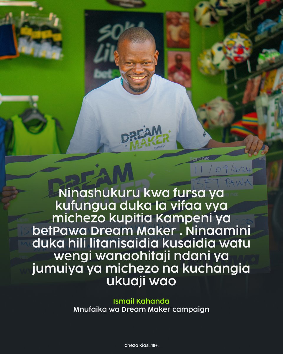 betPawaTZ's tweet photo. ⚽️ Ismail Kahanda - anapokea duka la michezo lenye vifaa vya kusaidia wanamichezo mahiri katika jamii yake ambao hawana zana muhimu za kutimiza ndoto zao na hii imewezeshwa na kampeni ya betPawa Dream Maker https://t.co/1xLiKc68Us
