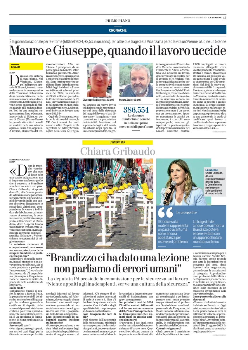 pdasti's tweet photo. Le morti sul lavoro

👉Intervista a @chiaragribaudo foto 1

👉Asti maglia nera foto 2

Fonte @LaStampa e @StampaAsti Asti 13 ottobre https://t.co/KgRLkx86tr