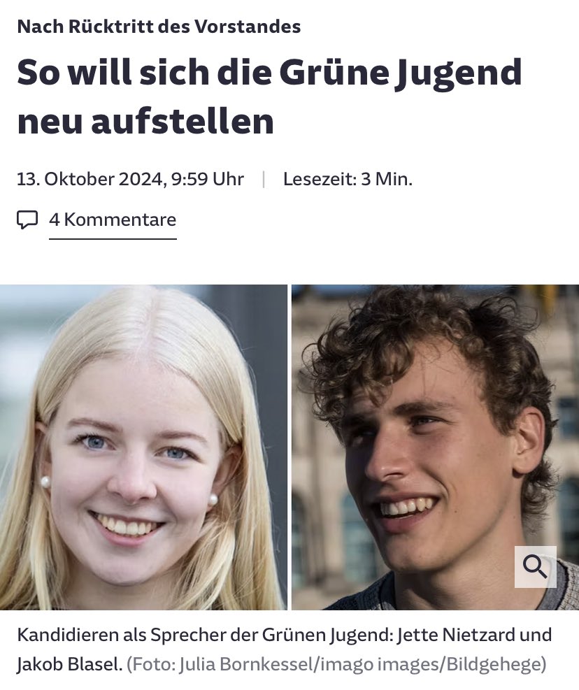 Die <a href="/jetteniz/">Jette Nietzard</a> und <a href="/jakobblasel/">Jakob Blasel</a> wollen die Grüne Jugend führen. Was für großartige Kandidaturen!

Zwei Mutige, für echte soziale Gerechtigkeit und konsequenten Klimaschutz!

Die beiden haben meine volle Unterstützung!