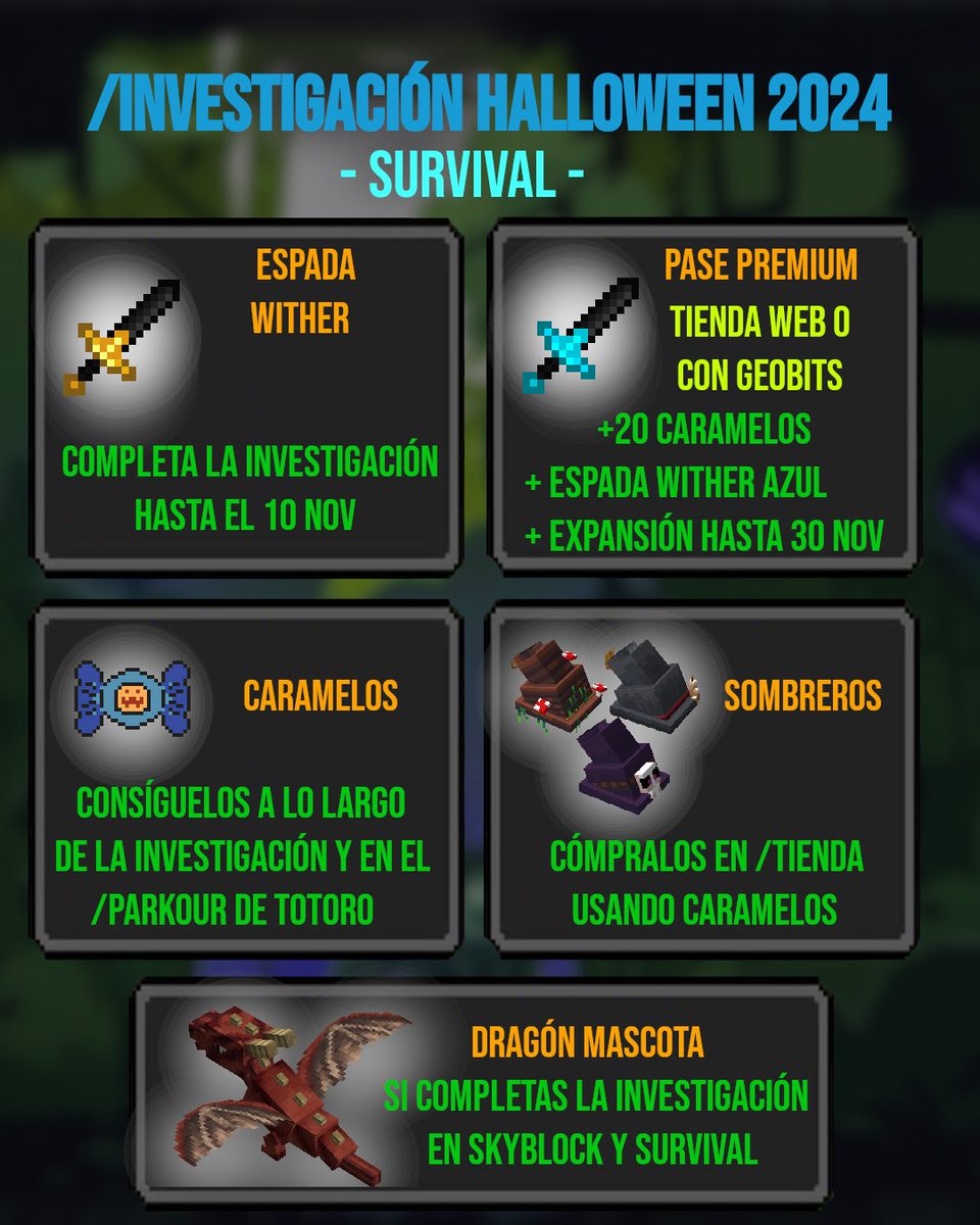 GeoBlockMC's tweet photo. ¡Nueva /investigacion de Halloween 2024!
Este año más diferente y más dura.
En SkyBlock y Survival. https://t.co/iOFy1dCuTh