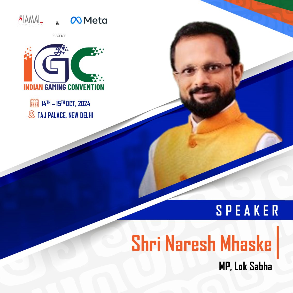 IAMAIForum's tweet image. We are delighted to announce that Shri Naresh Mhaske, MP, Lok Sabha, will share his invaluable insights at the Indian Gaming Convention 2024

#IGC #IndianGamingConvention #IGC2024 #GamingSuperpower #SpeakerAnnouncement #GamingIndustry