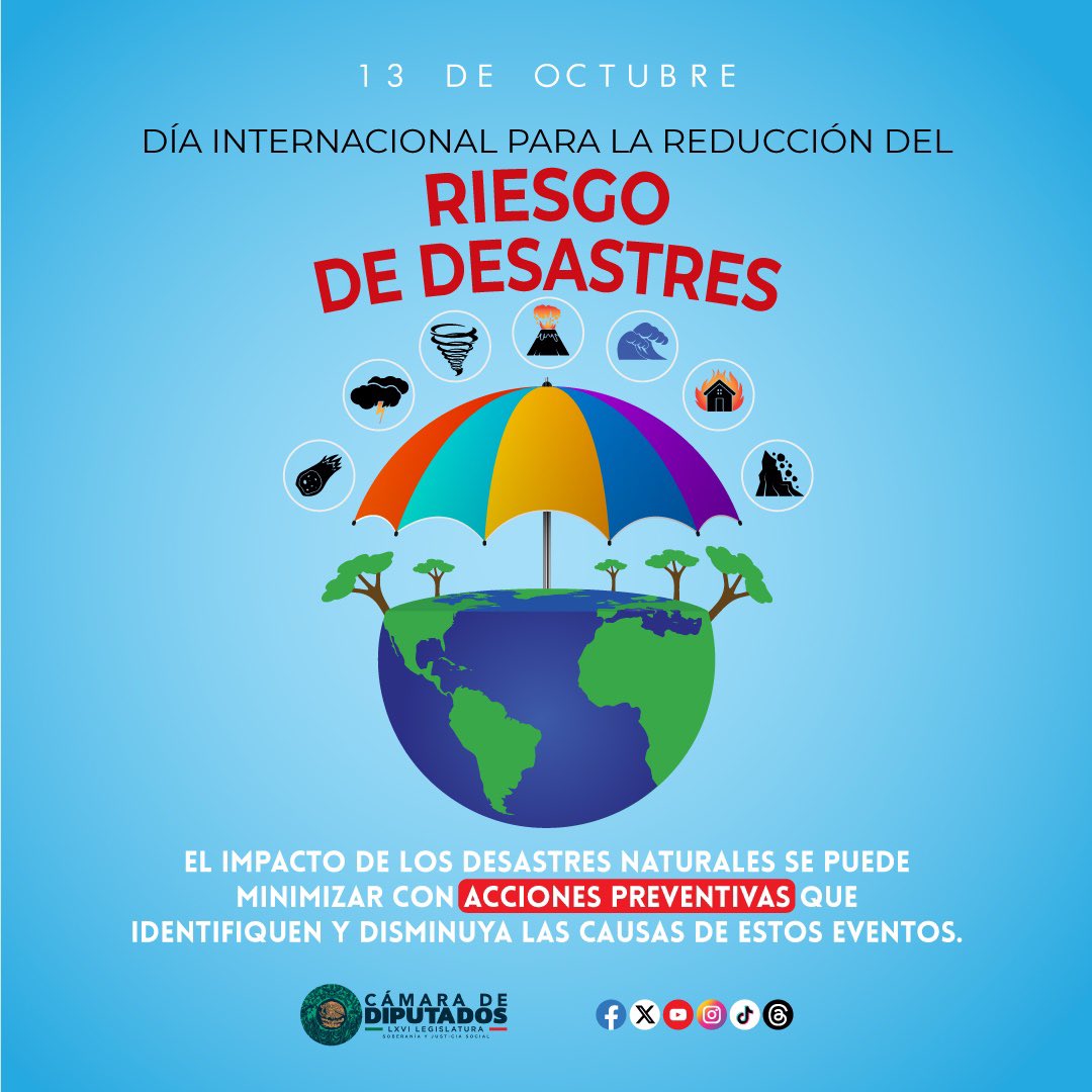 Mx_Diputados's tweet photo. 🌎 #Efémeride | Conmemoramos el Día Internacional para la Reducción del Riesgo de Desastres y nos solidarizamos con los damnificados del #HuracánJohn. https://t.co/zeqoSmuvC4