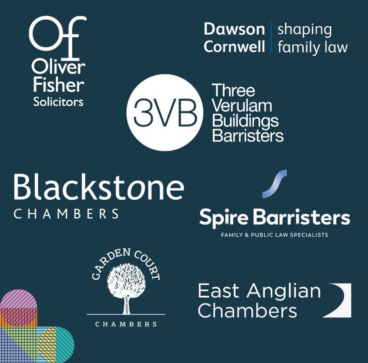 ⭐️ RE-INTRODUCING OUR FOUNDING MEMBERS ⭐️

Thank you to those who believed in this initiative from the beginning ❤️

Proud to be in partnership with;

<a href="/OliverFisherS/">Oliver Fisher</a> 
<a href="/BlackstoneChbrs/">Blackstone Chambers</a> 
<a href="/Dawson_Cornwell/">Dawson Cornwell</a> 
<a href="/EA_Chambers/">EastAnglianChambers</a> 
<a href="/SpireBarristers/">Spire Barristers</a> 
<a href="/3VBchambers/">3 Verulam Buildings</a> 
<a href="/gardencourtlaw/">Garden Court Chambers</a>