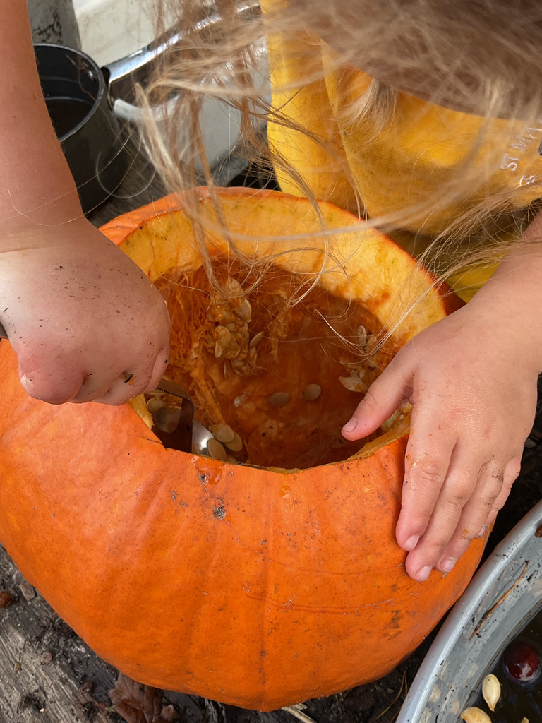 EYFSStMargaret1's tweet image. Finally, we worked together as a team in our outdoor kitchen to scoop the inside of the pumpkin out and make our very own 'pumpkin soup'! @HelenCooperbook #eyfsoutdoors #qualitytexts #eyfsprovision