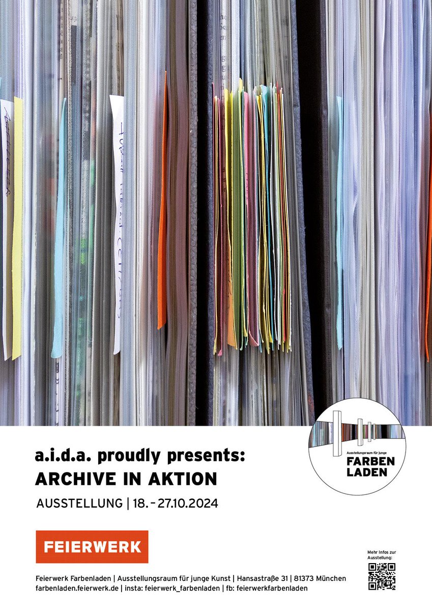 a.i.d.a. wird 35 Jahre! Zu diesem Anlass präsentieren wir in #München vom 18.-27. Oktober 2024 eine Ausstellung und Veranstaltungen im Farbenladen: „Archive in Aktion“! Alle Infos zu Ausstellung, Vernissage und Rahmenprogramm: aida-archiv.de/termine/19-27-…