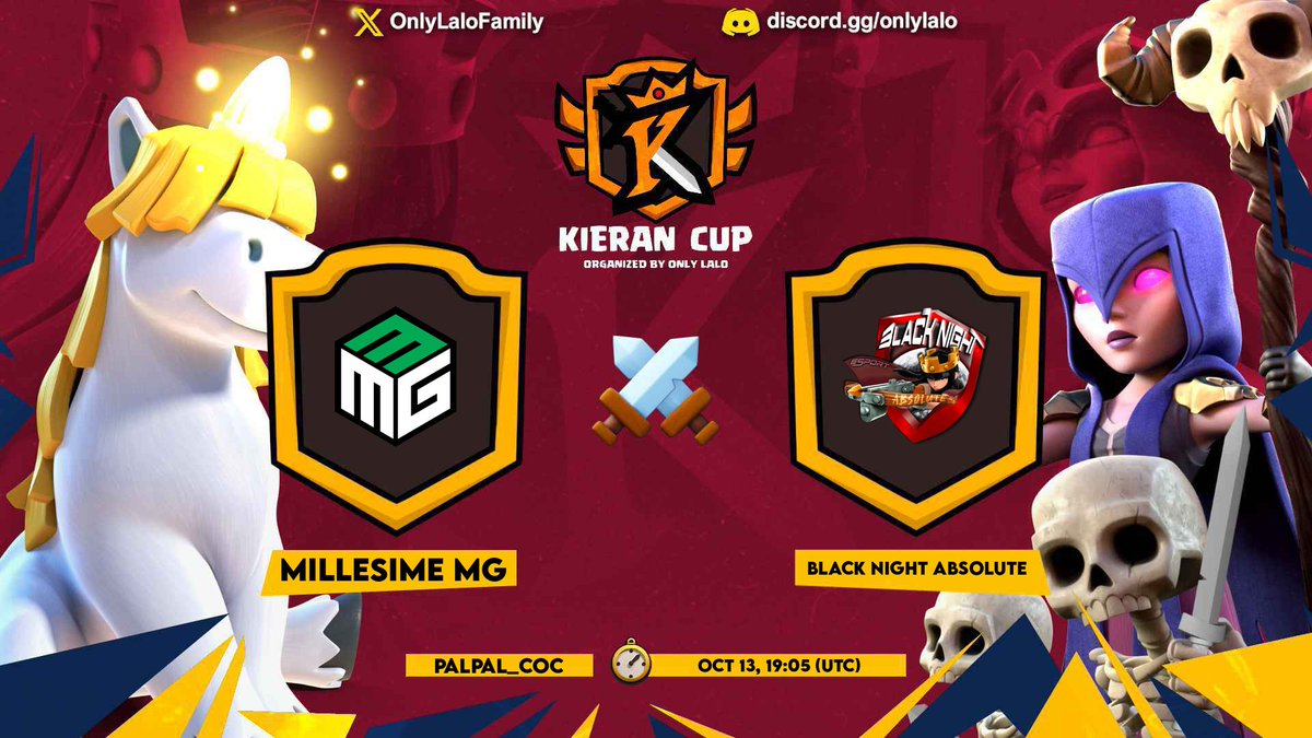 Palpalowskovic (@palpalowskovic) on Twitter photo 💥 JOUR DE MATCH 💥
⏰ 21h
🏆 @OnlyLaloFamily ★ Round 3 (Q2)
⚔ MMG 🆚️ Black Night Absolute
📺 À suivre en direct sur Twitch -> twitch.tv/palpal_coc
📺 Et sur TikTok -> tiktok.com/@palpal_coc?is…
Let's gooo <a href="/MillesimeMG/">Millesime MG</a> !!! 🔥👑 💥 JOUR DE MATCH 💥
⏰ 21h
🏆 @OnlyLaloFamily ★ Round 3 (Q2)
⚔ MMG 🆚️ Black Night Absolute
📺 À suivre en direct sur Twitch -> twitch.tv/palpal_coc
📺 Et sur TikTok -> tiktok.com/@palpal_coc?is…
Let's gooo <a href="/MillesimeMG/">Millesime MG</a> !!! 🔥👑