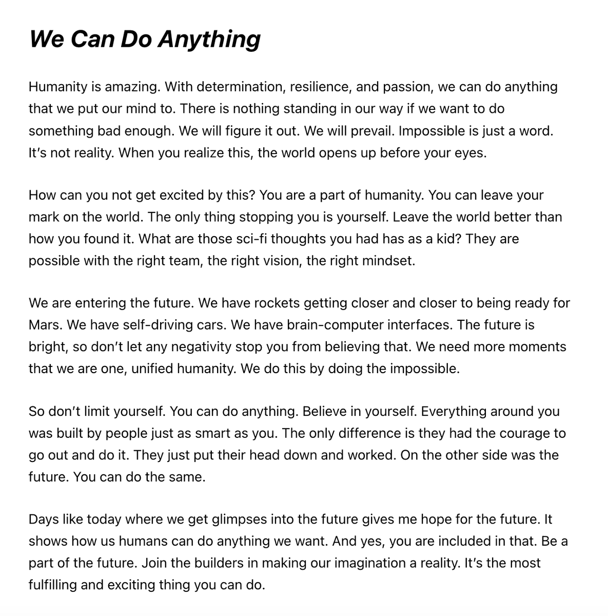 We humans can do anything