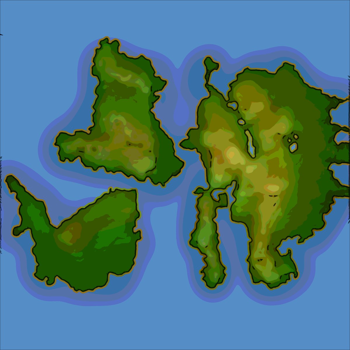 DashDrayme's tweet image. Hey everyone,💜
Here is a quick sketch of my openworld .
The smallest continent is already in the game.
This will propably change.
#conceptart #map #terrain #gamedev #artist