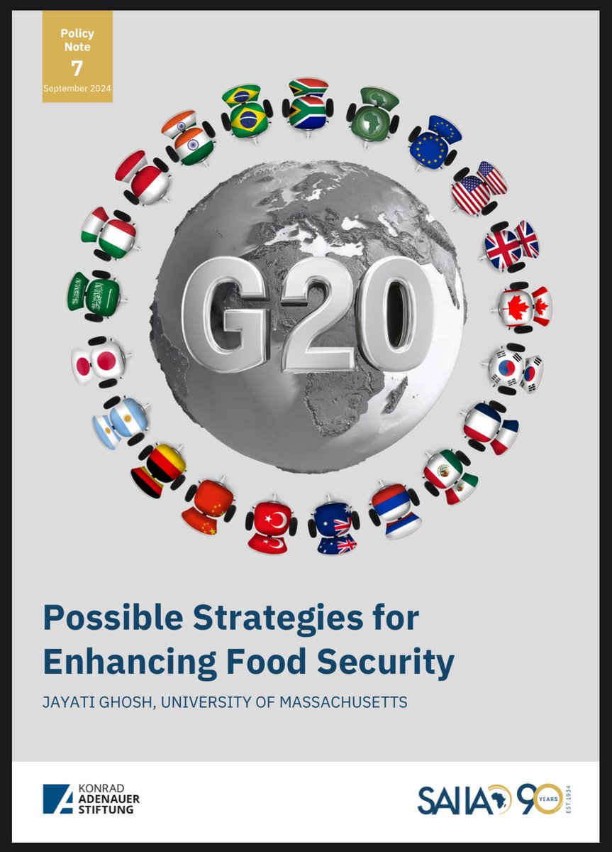 IsabellaMWeber's tweet photo. Must-read policy brief by the queen of development economics @Jayati1609 calling for food buffer stocks &amp; cross-border capital flow management to prevent a re-run of the world food *price* crisis.

It would be a huge step forward, if South Africa added this to the G20 agenda. https://t.co/06ypkejBGc