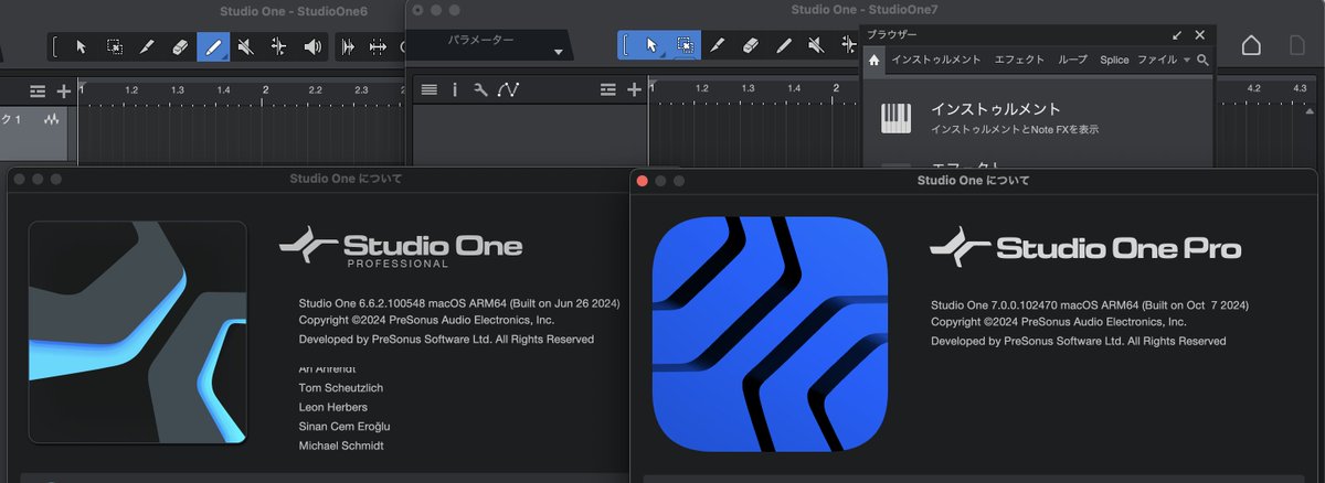 maker_yuki's tweet photo. @studio_one_memo MacでStudioOne6と7が同時に起動できることを確認しました。教えていただいてありがとうございました！ https://t.co/Z2LL1NI3ML