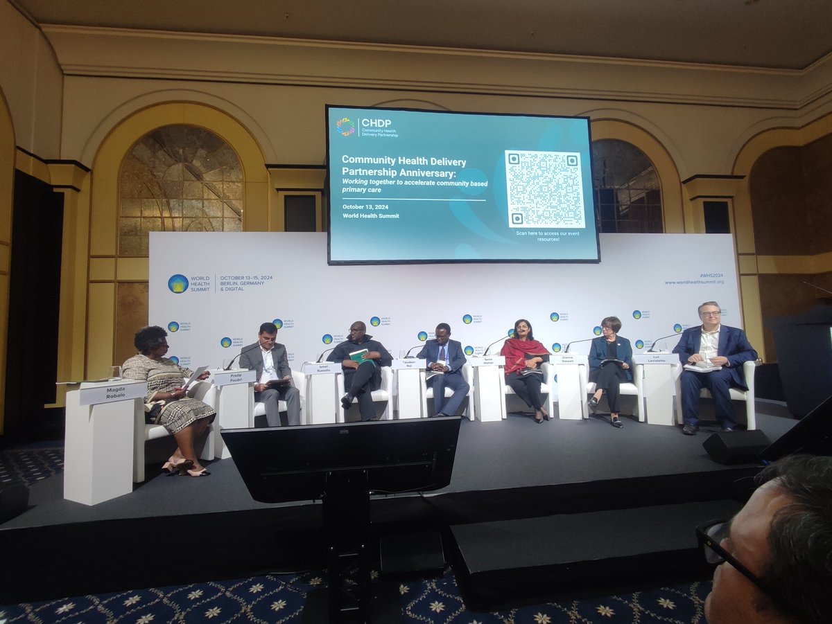 Minister <a href="/mohpnep/">Ministry of Health & Population, Nepal</a>, <a href="/paudelpradipNC/">Pradip Paudel</a> shares about the success of &amp; further needs (such as capacity building, fair pay to #FCHVs) of #Nepal's #FCHVs program in strengthening community health delivery in the #CHDP anniversary session in #WHS24