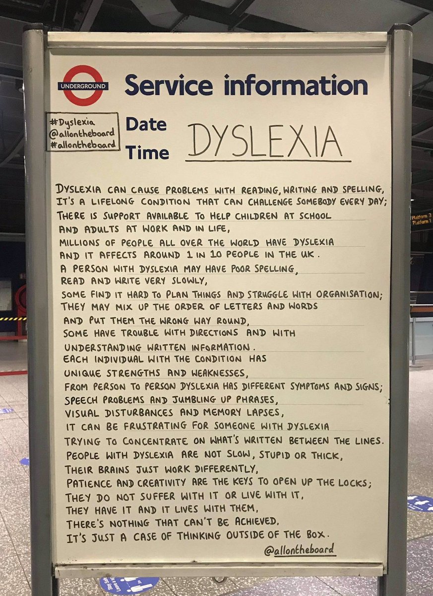 Dyslexia is a lifelong condition that can challenge somebody every day, but with patience and creativity, there’s nothing that can’t be achieved.

#Dyslexia #DyslexiaAwarenessWeek #DyslexiaAwarenessMonth #Dyslexia