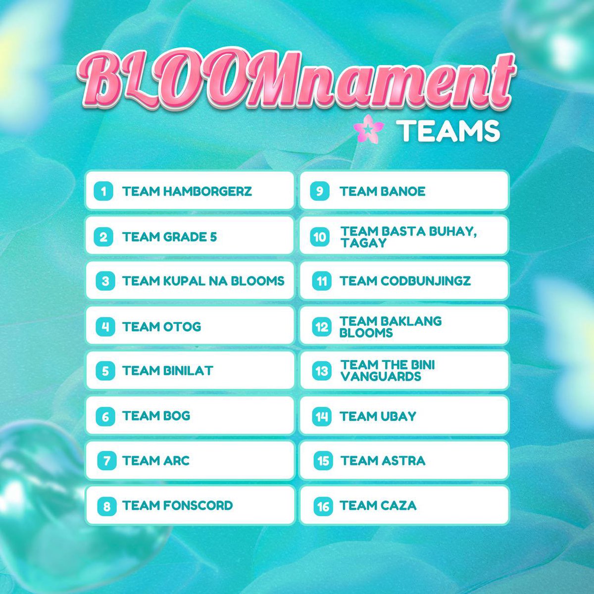 cintacole's tweet image. hello everyone, here&apos;s the details for our upcoming CODM TOURNAMENT. 16 teams 5vs5. strictly for blooms only! we&apos;ll be live at tiktok if ya&apos;ll wanna watch. goodluck blooms 🌸