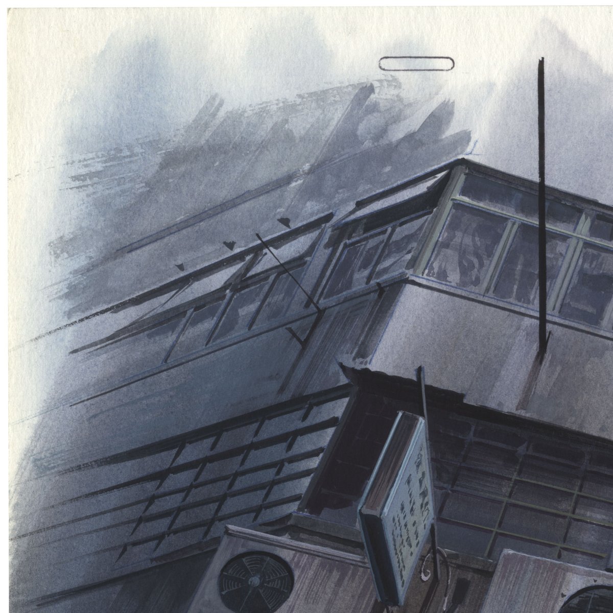 reallyriekeles's tweet photo. The less brushes are used the more I love these strokes. I breathe in the empty spaces, not crammed with detail. I admire the traces of the touch, not generated but generous to my imagination. 
Hiromasa Ogura painted this background for Ghost in the Shell in 1994. @ogura_koubou https://t.co/VV3CvZE9Rl