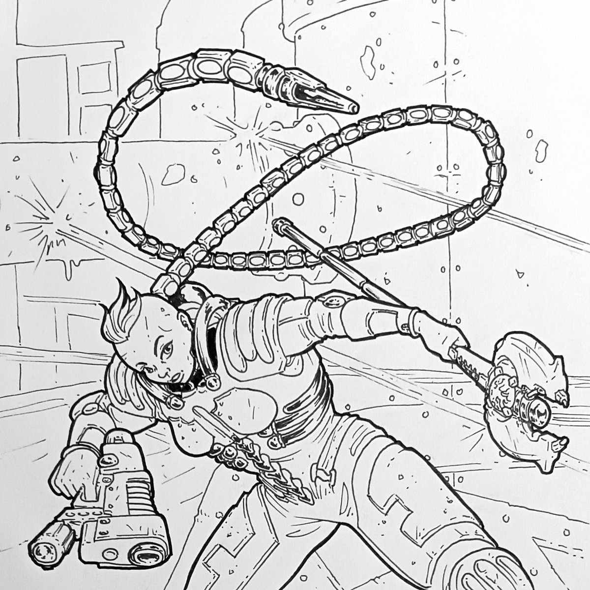 CountersunkCSK's tweet photo. Nectober Day 13 - Serpentine
#Necromunda #necromundaworldbuilding #Nectober #inktober #inktober2024 #underhive #Serpentine #vansaar https://t.co/ObxwwtiLzf