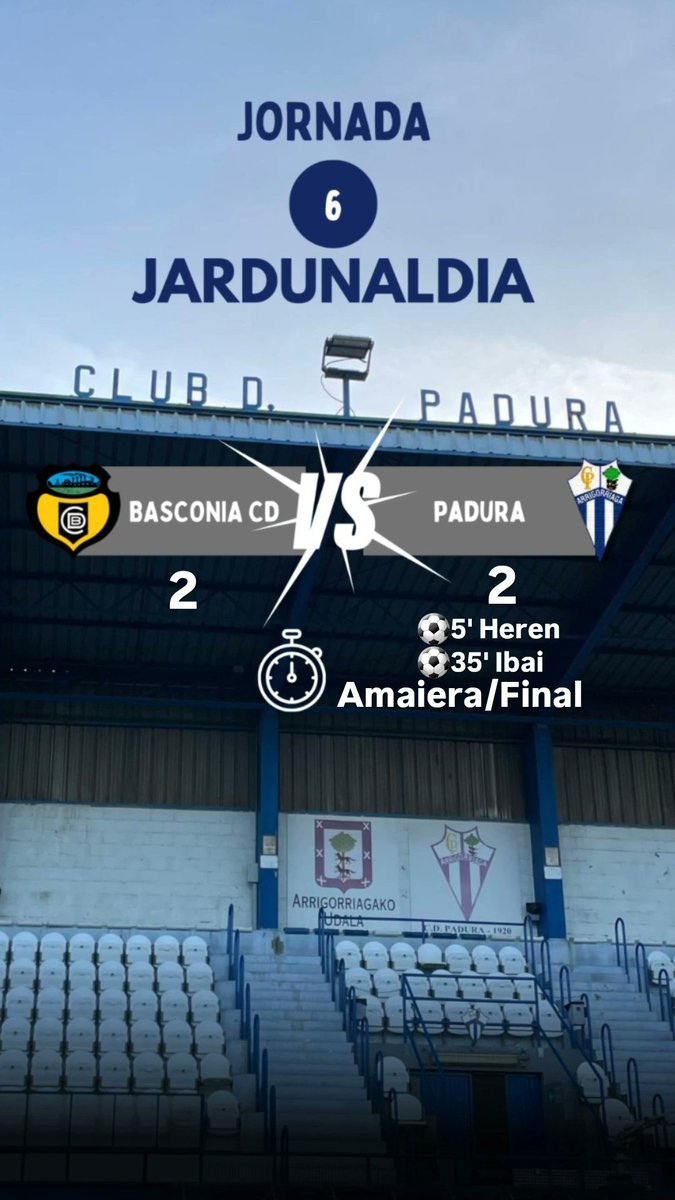 Paduraclub's tweet photo. Amaiera/Final
2-2
⚽️5' Heren
⚽️35' Ibai https://t.co/1HzpsOks5Z