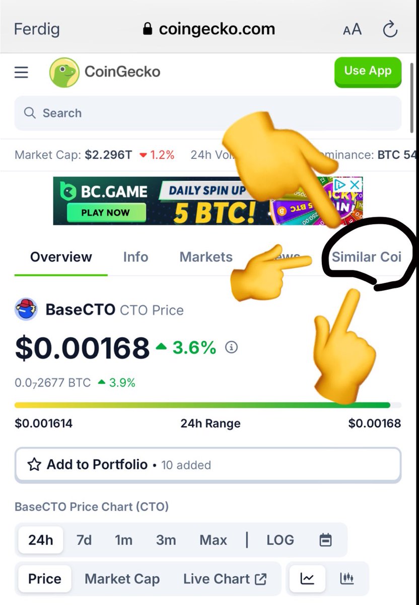 BaseCTO_'s tweet photo. 🔥🔥BULLISH ANNOUNCEMENT🔥

CoinGecko finally listed us.

So to celebrate we throw a little competition! 50$ in $CTO prize! 

1. Search BaseCTO on CoinGecko. 
2. Press «Similar Coins»
3. Tell us what type of token it is in the comments. 👀👇
4. Repost this post. https://t.co/uuwpHiiIhA