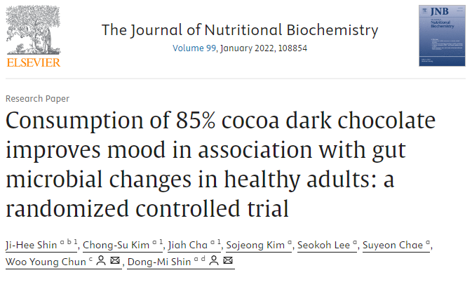 These findings are from a study in <a href="/JNutrBiochem/">The Journal of Nutritional Biochemistry</a> which aimed to investigate the effects of dark chocolate intake on mood in everyday life, with special emphasis on the gut-brain axis. sciencedirect.com/science/articl… 2/10