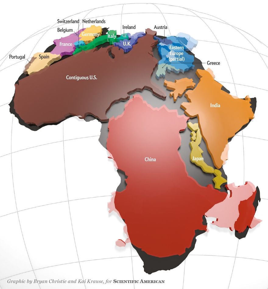 IndiaTales7's tweet image. 10. The actual size of Africa