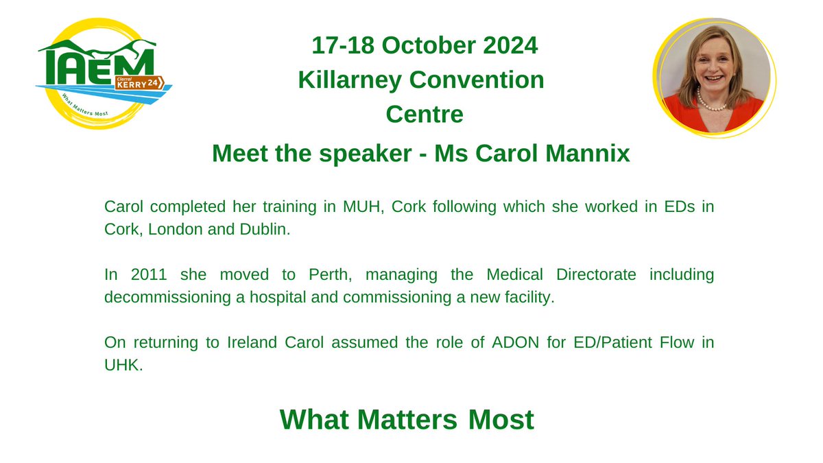 AssocEmergMedIE's tweet image. MEET THE SPEAKERS
The Emergency Nursing track at #24IAEM has a fantastic programme including updates on the EMP Model of Care and 1800-TRAUMA.
Remember, regular rate registration ends tomorrow.
Registration: bit.ly/4dkj1a3
More info: bit.ly/3XlYagO
