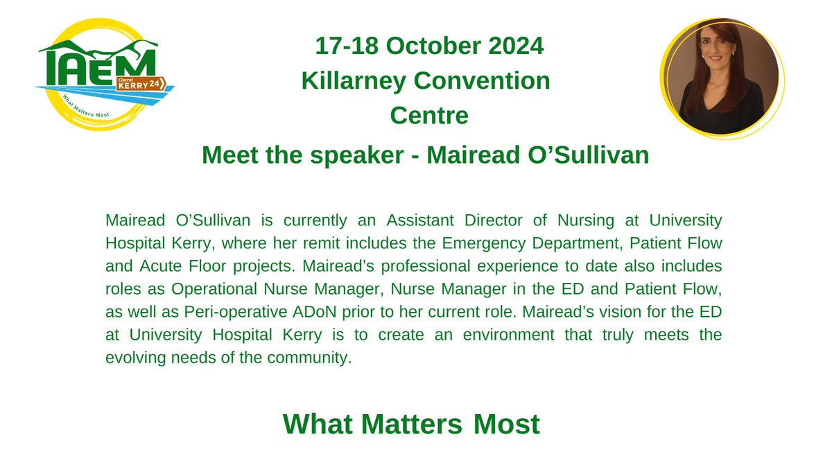 AssocEmergMedIE's tweet image. MEET THE SPEAKERS
The Emergency Nursing track at #24IAEM also has lightning presentations, bursary presentations and an Emergency Nursing table quiz.
Remember, regular rate registration ends tomorrow.
Registration: bit.ly/4dkj1a3
More info: bit.ly/3XlYagO