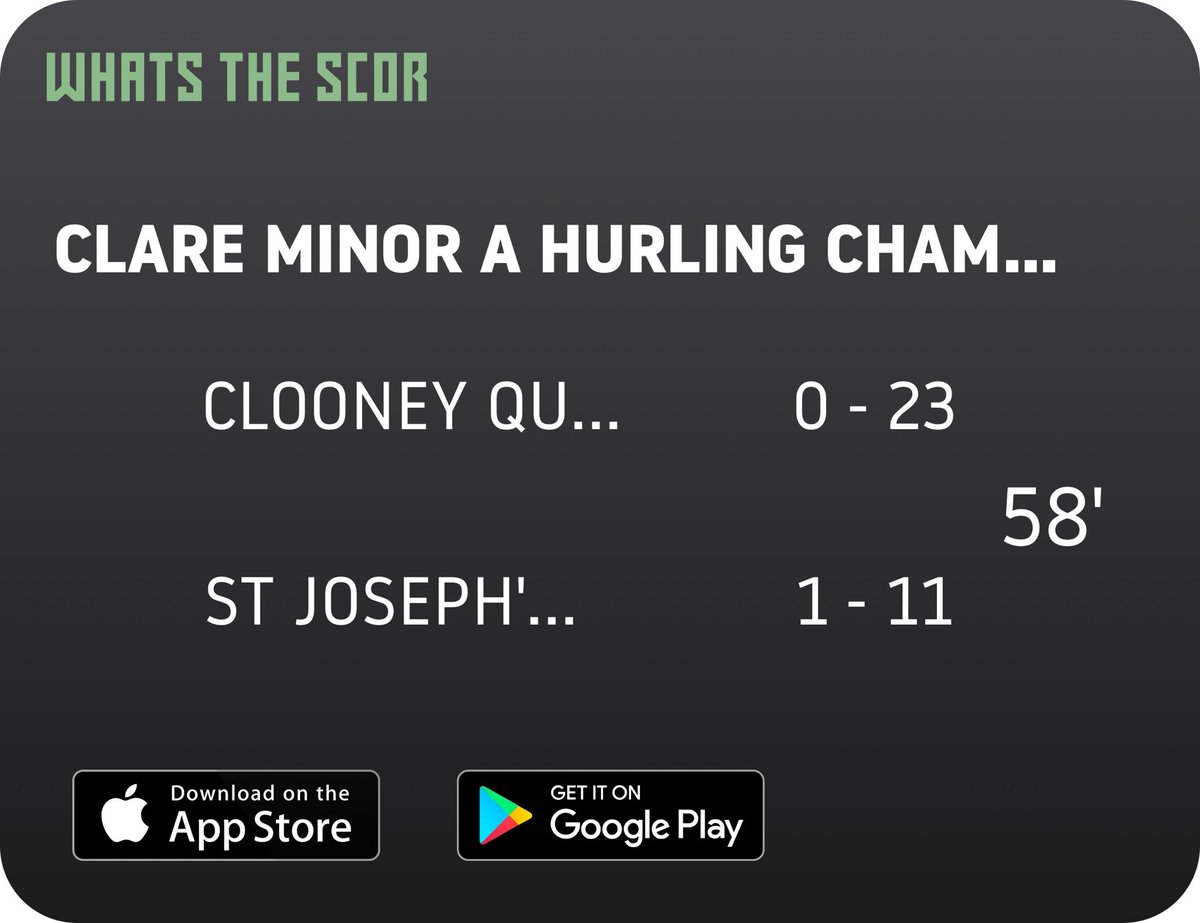 Clooney Quin GAA (@clooneyquingaa) on Twitter photo Get Live Score Updates straight to your phone, download Whats The Scor. Follow us on <a href="/WhatstheScor/">Whats The Scór</a> Get Live Score Updates straight to your phone, download Whats The Scor. Follow us on <a href="/WhatstheScor/">Whats The Scór</a>