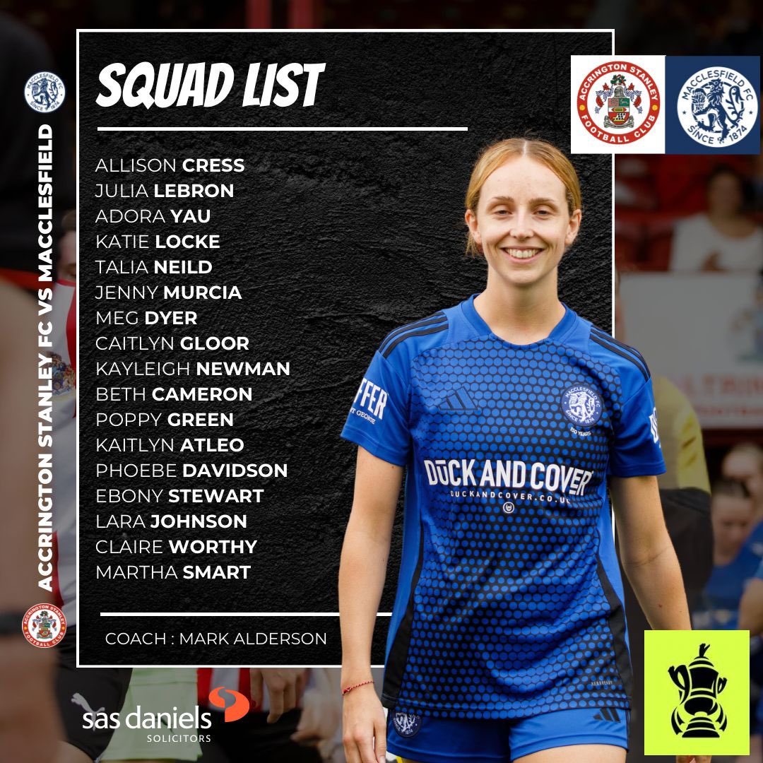 🏆 Today’s Macclesfield FC Womens Squad to face Accrington Stanley in the FA Cup!!