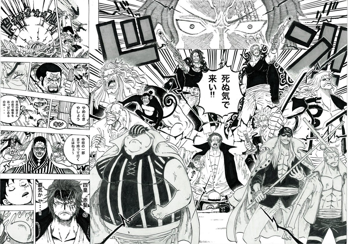 Twitte_kun_'s tweet image. フィルムレッドでシャンクスの覇王色の覇気の後に赤髪海賊団でウタちゃんを守るシーン完成度高い

#みんなでワンピース
#OP_FILMRED
#今日のワンピ