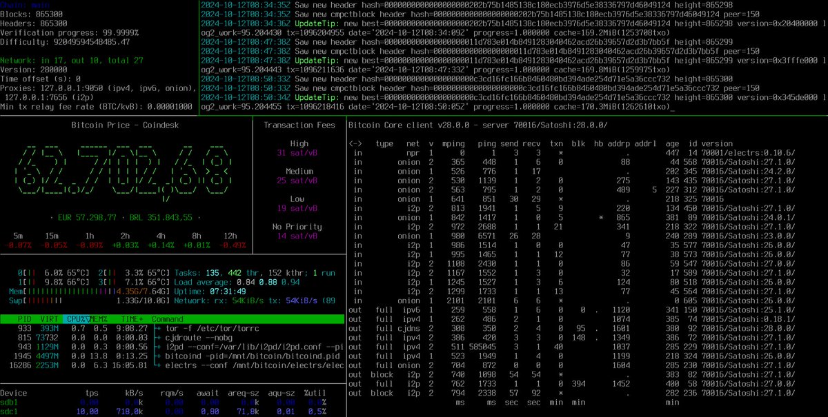 caesrcd's tweet image. NodeWatch is a CLI dashboard for monitoring your Bitcoin fullnode, providing essential information such as node status, transaction fee estimate, bitcoin price, and more. github.com/caesrcd/NodeWa⦠#Bitcoin #Linux #Shell