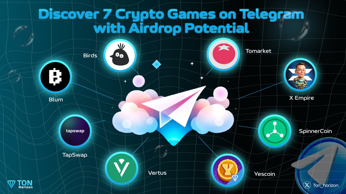 Ton_horizon's tweet photo. Discover 7 Crypto Games on Telegram with Airdrop Potential

#Web3 and even Web2 users are buzzing about games on #Telegram. Following the success of @notcoin, similar projects are gaining even more attention🧵👇

#TON $TON https://t.co/SohmZnJFCD