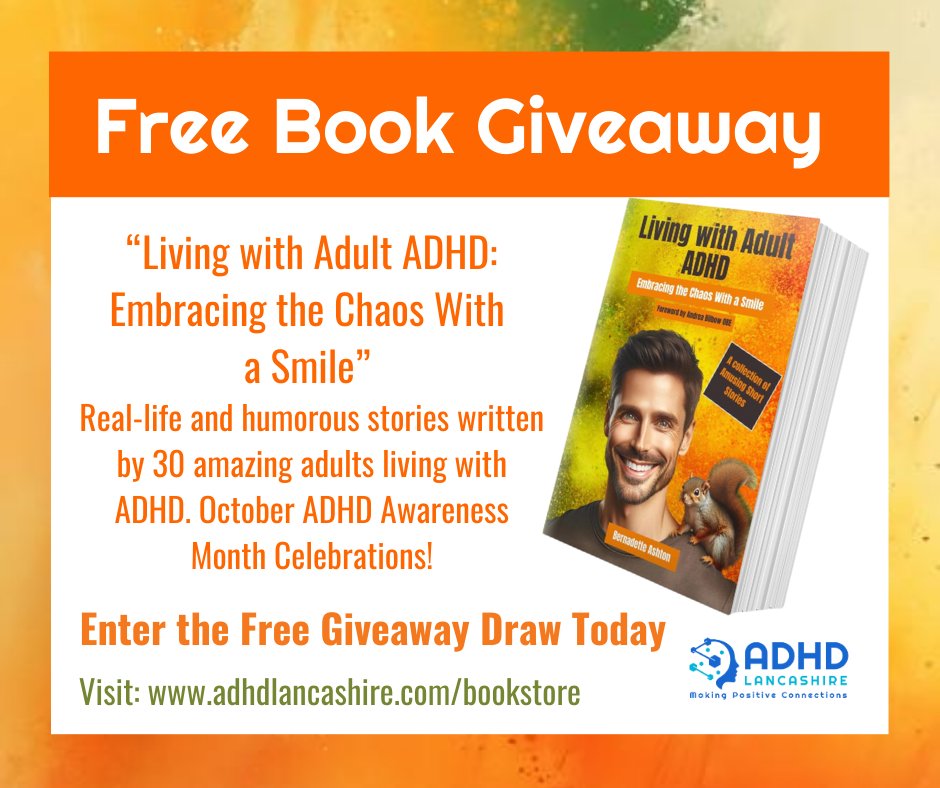 PLS Share 👉 Enter the Free giveaway, share, and celebrate with us!

To mark this ADHD Awareness Month, we are giving away three copies of "Living With Adult ADHD: Embracing the Chaos with a Smile"!

adhdlancashire.com/bookstore
