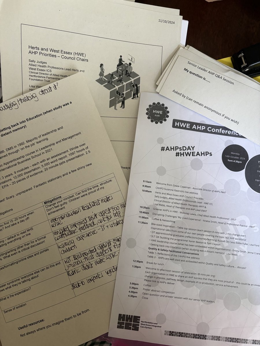 Final prep and review of notes ahead of tomorrow’s HWE AHP Day Conference 2024 #AHPsDay #HWEAHPs.  Looking forward to hearing and sharing all things AHP