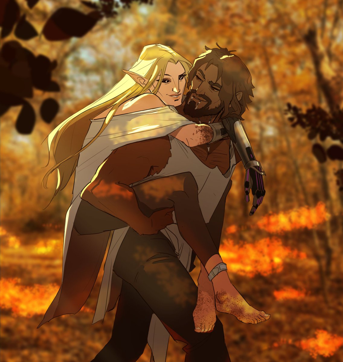 Julidi0t's tweet image. Feel like i've been throwing down with art block recently, so here's a tentative Ven and Cass moments after their escape from the faciiiiilitttttyyyyy👻
#dndart