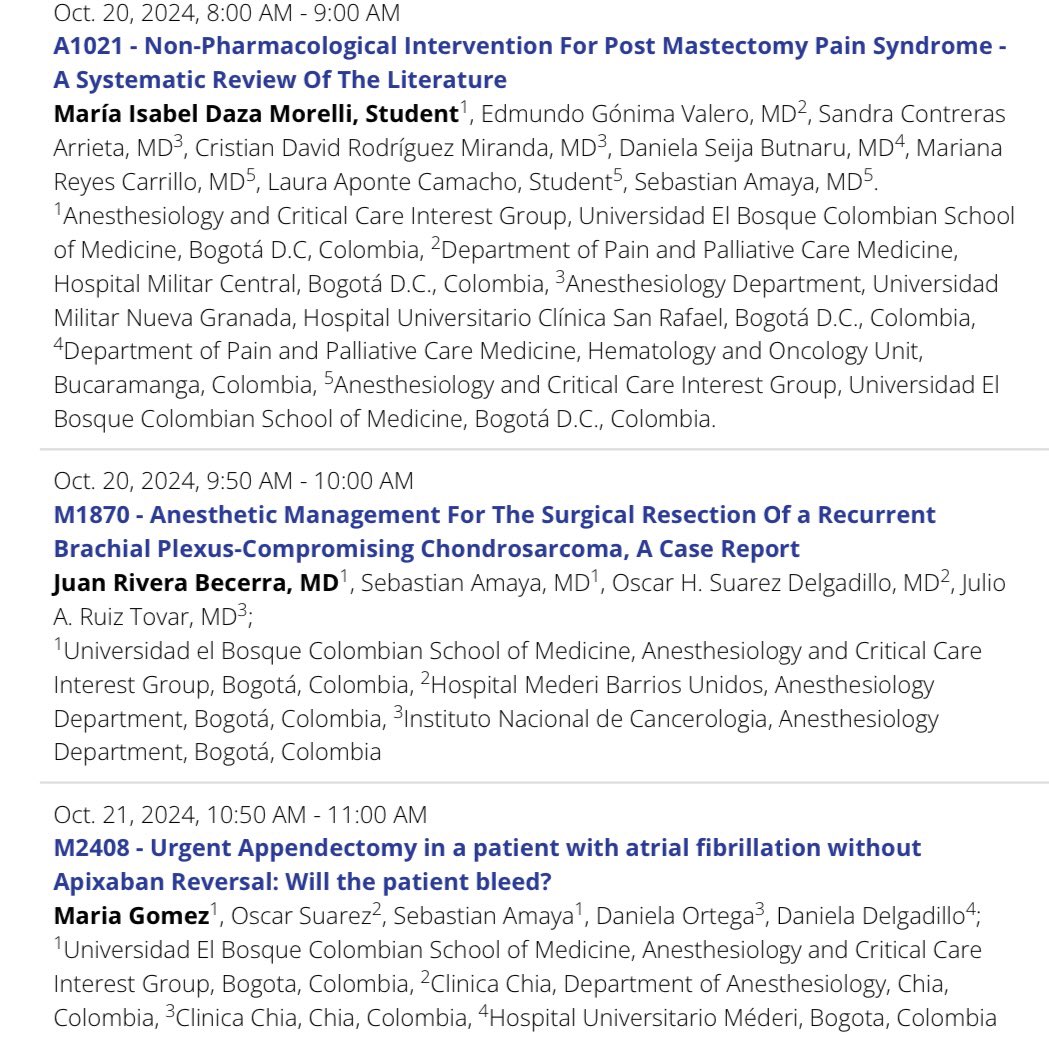 SebasAmayaMD's tweet photo. T-minus 5 days to my 5th time attending the ASA conference, but my first one as a resident! 👨🏻‍⚕️ Come visit some of the wonderful research projects being presented by my colleagues and myself! 🤝 🌍 🌎 

#ANES2024 @ASALifeline #Anesthesiology https://t.co/OCrx7BhyBQ