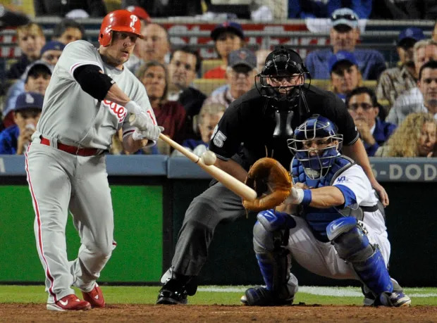 #OTD 16 years ago, Matt Stairs (Fredericton, N.B.) clubbed a PH two-run HR off Jonathan Broxton with 2 outs in the eighth inning for the Phillies to break a 5-5 tie with the Dodgers in Game 4 of the 2008 NLCS.

He hasn't had to buy a beer in Philly since. 

📷: Chris Carlson/AP