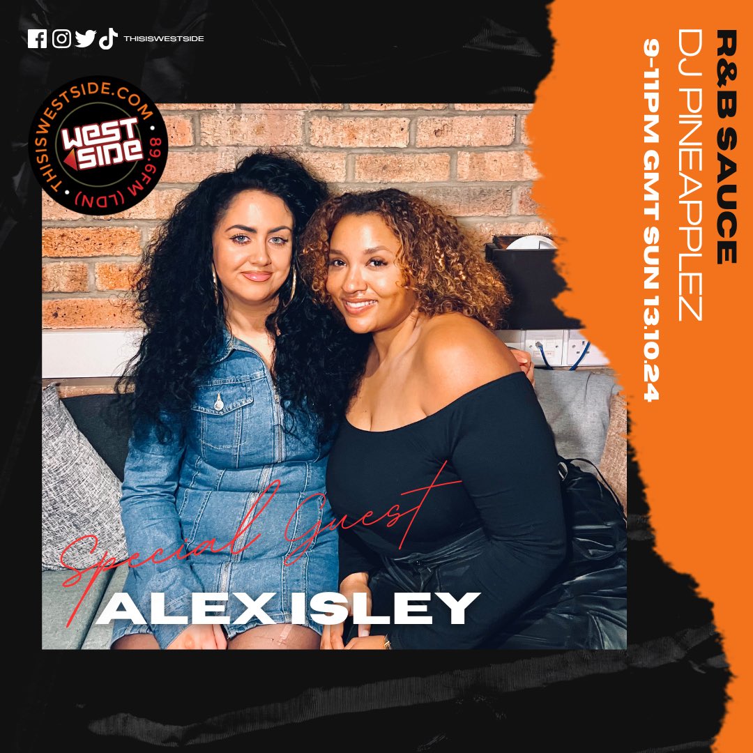 Dj Pineapplez (@djpineapplez) on Twitter photo Tonight I have the incredible Alex Isley on R&B Sauce🙏❤️
Lock into <a href="/thisiswestside/">THIS IS WESTSIDE</a> from 9pm x Tonight I have the incredible Alex Isley on R&B Sauce🙏❤️
Lock into <a href="/thisiswestside/">THIS IS WESTSIDE</a> from 9pm x