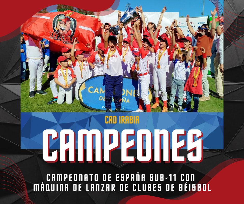 Tras un apasionante fin de semana, el CAD Irabia se ha proclamado campeón de España de categoría Sub-11 tras batir al CB Viladecans por 6 carreras a 7 ⚾️🏆

El CD Jesuitinas se ha quedado con el bronce tras ganar a La Isla por 12 carreras a 3 🥉👏🏻

¡Enhorabuena a todos! 💪🏼🤩