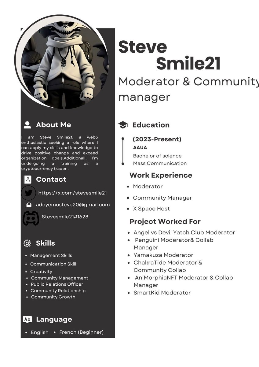 Seasoned NFT enthusiast with 3+ yrs of experience. Skilled in community engagement, project collaborations, and influential communication. Pursuing Mass Communication degree. Open for a new moderator and community manager job  #NFT #CNFT #SolanaNFT #Ordinals #ETH  #NFTsCommunity